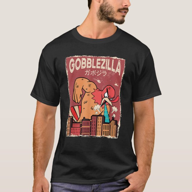 Camiseta Gobblezilla Turquía Acción de Gracias (Anverso)
