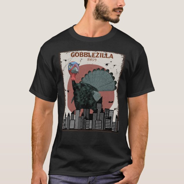 Camiseta Gobblezilla Turquía Acción de Gracias1693png1693 (Anverso)