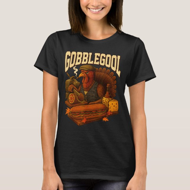 Camiseta Gobbol Turkey Gobble Gool Thanksgiving Retro  (Anverso)