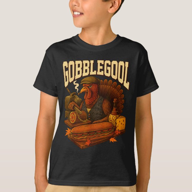 Camiseta Gobbol Turkey Gobble Gool Thanksgiving Retro  (Anverso)