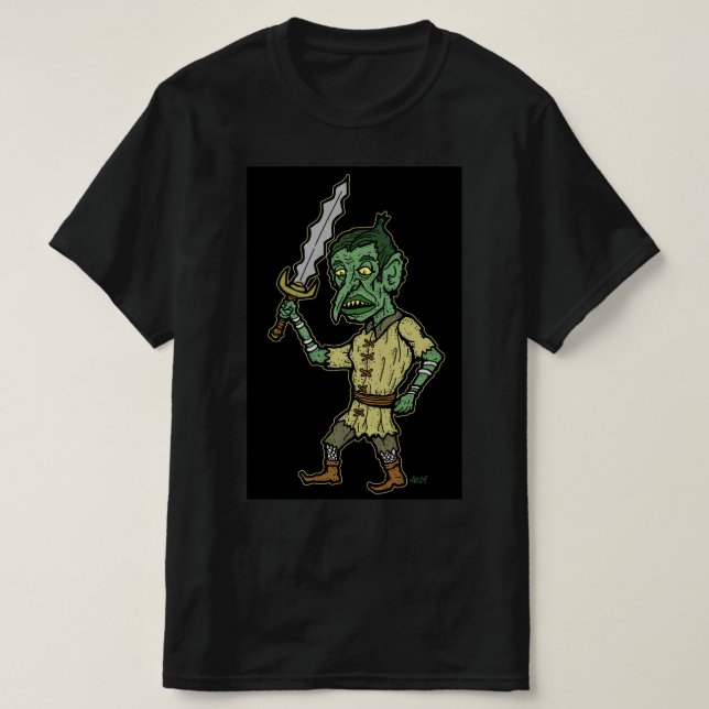 Camiseta Goblin fighter con una espada ondulada (Diseño del anverso)