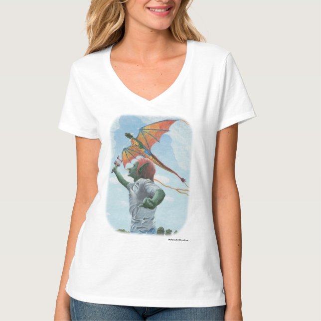 Camiseta Goblin Niño Flying Dragon Kite Fantasy Art Shirt (Anverso)