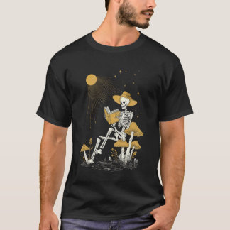 Camiseta Goblincore Cottagecore Esqueleto Fase Lunar Setas