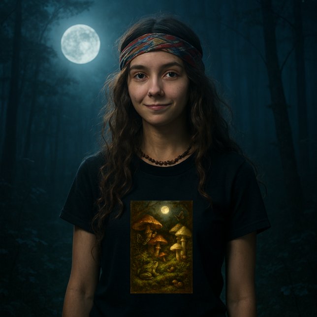 Camiseta Goblincore Mushrooms, Snails & Frog In Moonlight (Subido por el creador)