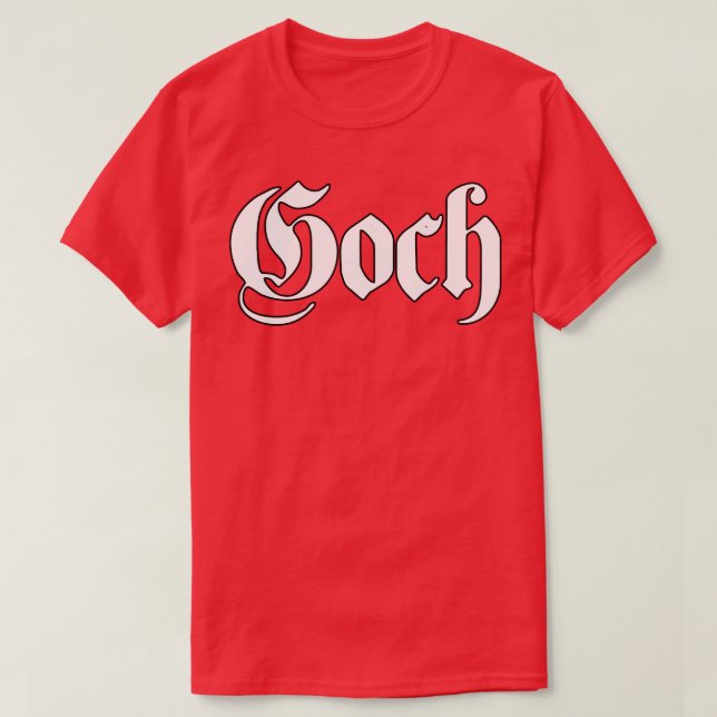 Camiseta Goch escrito con letra gótica (Diseño del anverso)