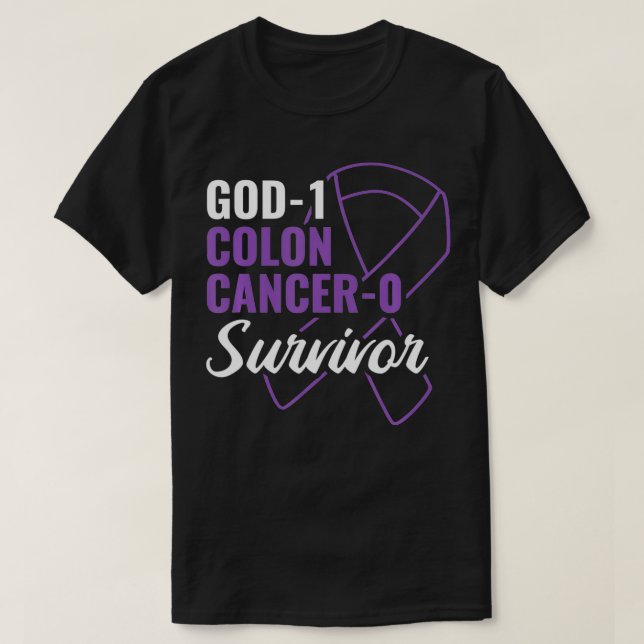 Camiseta God 1 Colon Cancer 0 Colon Cancer Awareness Cancer (Diseño del anverso)