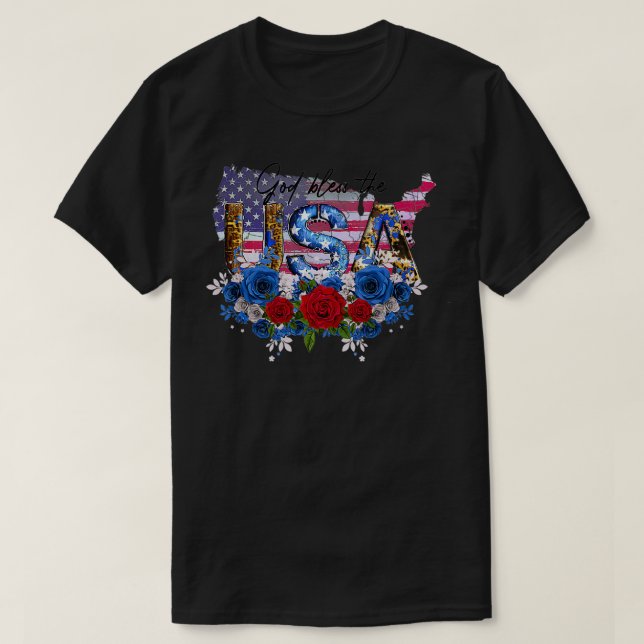 Camiseta God Bless America 4th of July USA Flag Men Women P (Diseño del anverso)