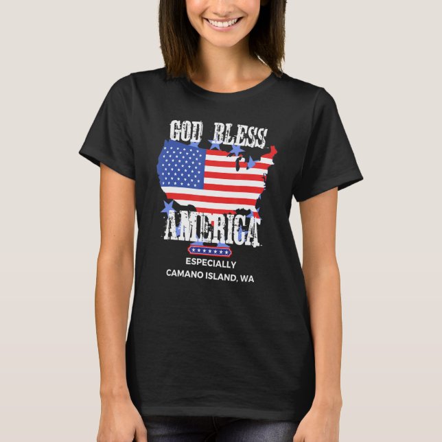 Camiseta God Bless America Especially Camano Island WA US S (Anverso)