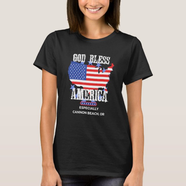 Camiseta God Bless America Especially Cannon Beach OR US St (Anverso)