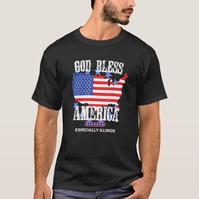 Camiseta God Bless America Especially Illinois US State Des (Anverso)
