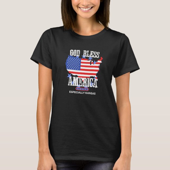 Camiseta God Bless America Especially Kansas Awesome US Sta (Anverso)