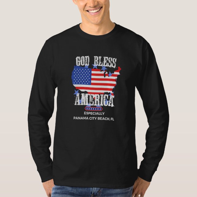 Camiseta God Bless America Especially Panama City-Beach FL  (Anverso)