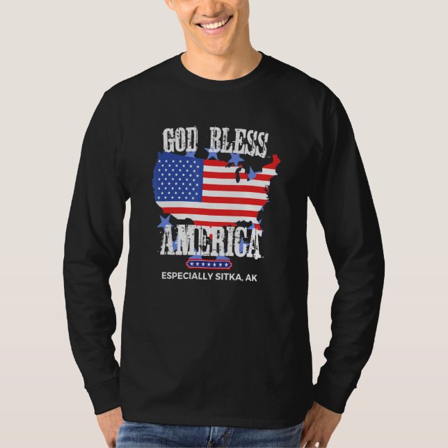Camiseta God Bless America Especially Sitka AK US State Des (Anverso)
