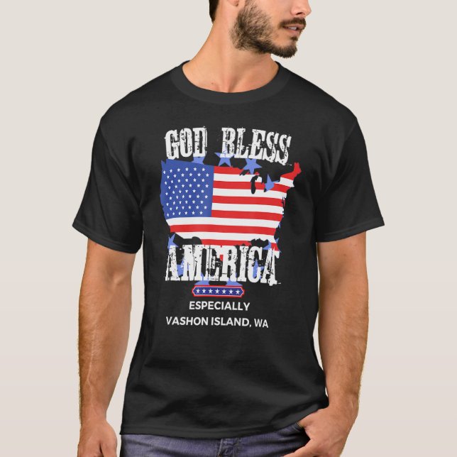Camiseta God Bless America Especially Vashon Island WA US S (Anverso)