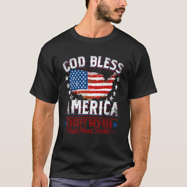 Camiseta GOD BLESS AMERICA Except NEVADA Sucks (Anverso)