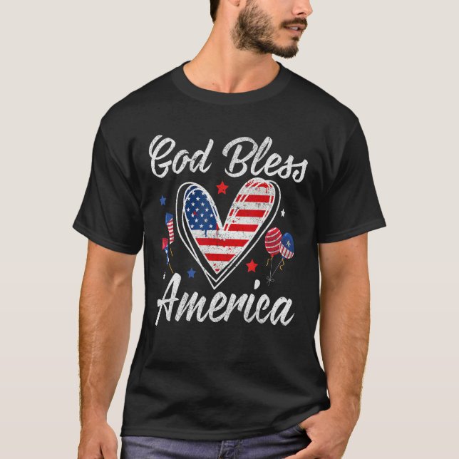 Camiseta God bless America Patriotic Independence Day 4th O (Anverso)