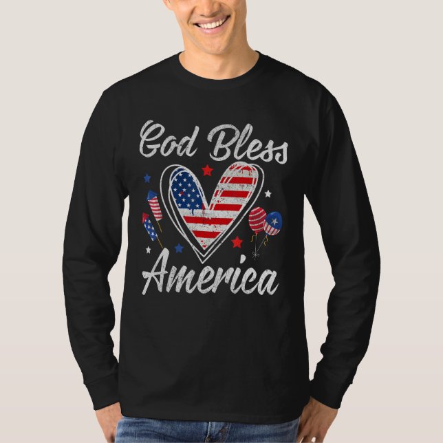 Camiseta God bless America Patriotic Independence Day 4th O (Anverso)