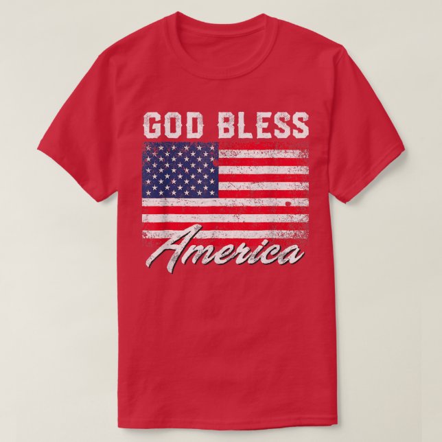 Camiseta God Bless America USA Flag 4th Of July Patriotic  (Diseño del anverso)