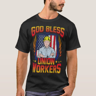 Camiseta God Bless Union Workers Handyman Ironworker pirate