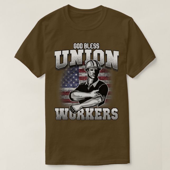 Camiseta God Bless Union Workers tee USA flag  (Diseño del anverso)