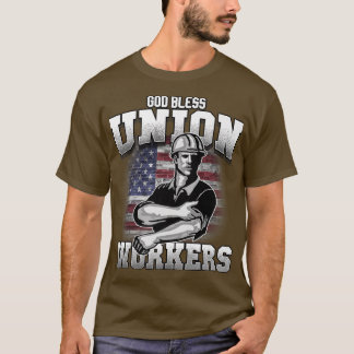 Camiseta God Bless Union Workers tee USA flag