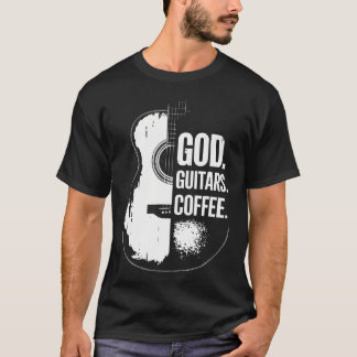 Camiseta God Coffee Guitar Christian Guitarist And Guitar L