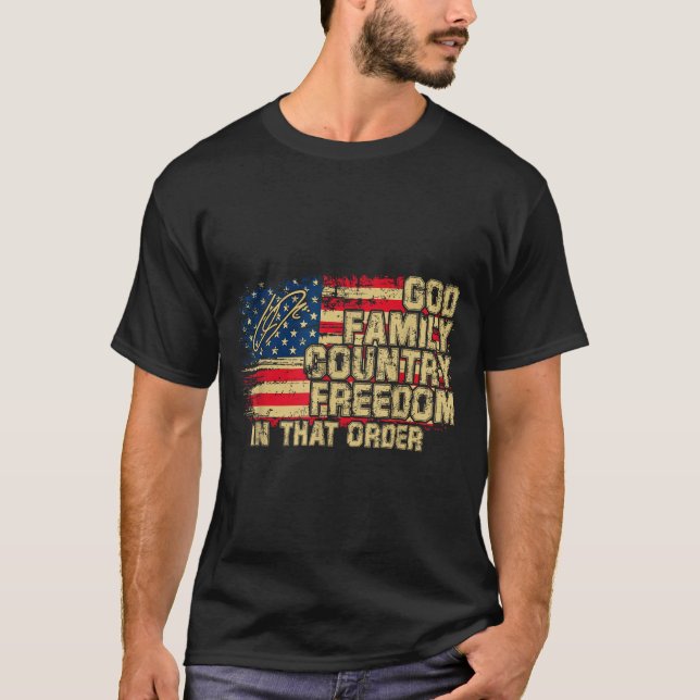 Camiseta God Family Country Dom In That Order For Suprters  (Anverso)