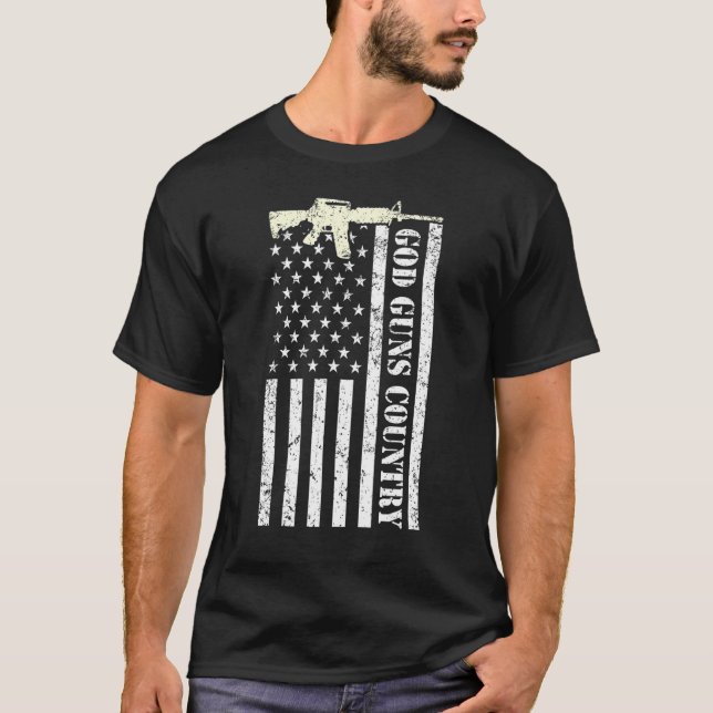 Camiseta God Guns Country With Gun American Flag Patriotic_ (Anverso)