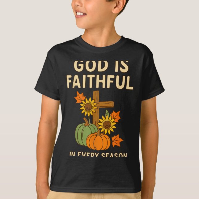 Camiseta God Is Faithful Fall Christian Bible Verse Pumpkin (Anverso)