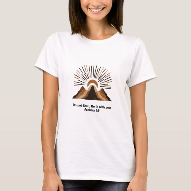 Camiseta God is with you – Joshua 1:9 | Boho mountains, min (Anverso)