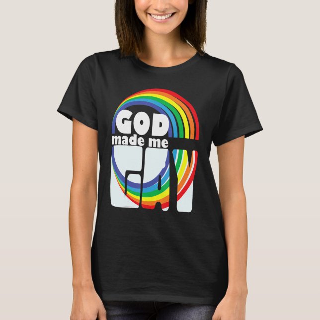 CAMISETA GOD MADE ME GAY RAINBOW IN LETTERS (Anverso)