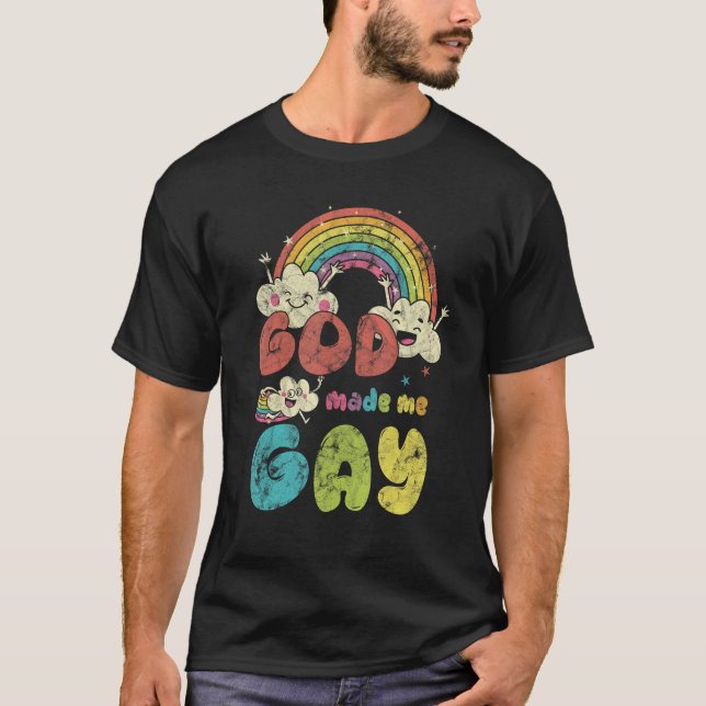 Camiseta God Made Me Gay Rainbow LGBT Support Christian (Anverso)