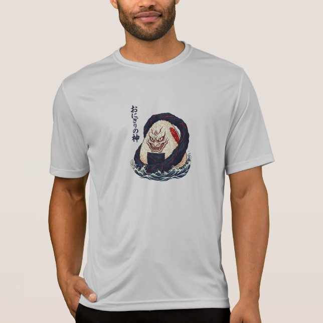 Camiseta God of Onigiri Oni Samurai Japanese Rice Ball Wave (Anverso)