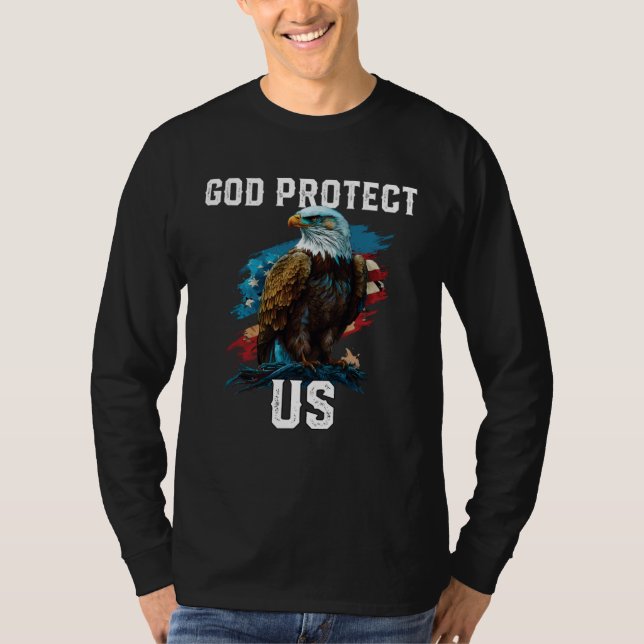 Camiseta God Protect US American Bald Eagle Christian 4th O (Anverso)