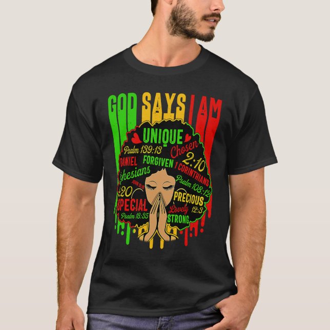 Camiseta God Say I Am Powerful Black Melanin History Month (Anverso)