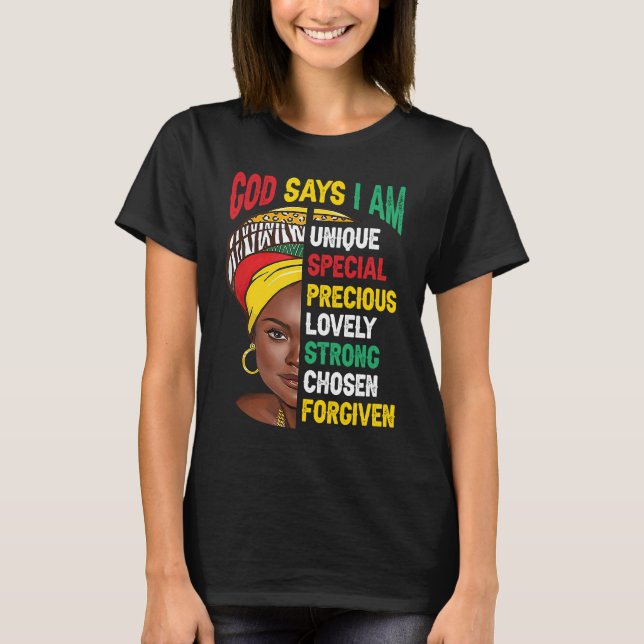Camiseta God Says I Am Bible Melanin Girl Black History Mon (Anverso)