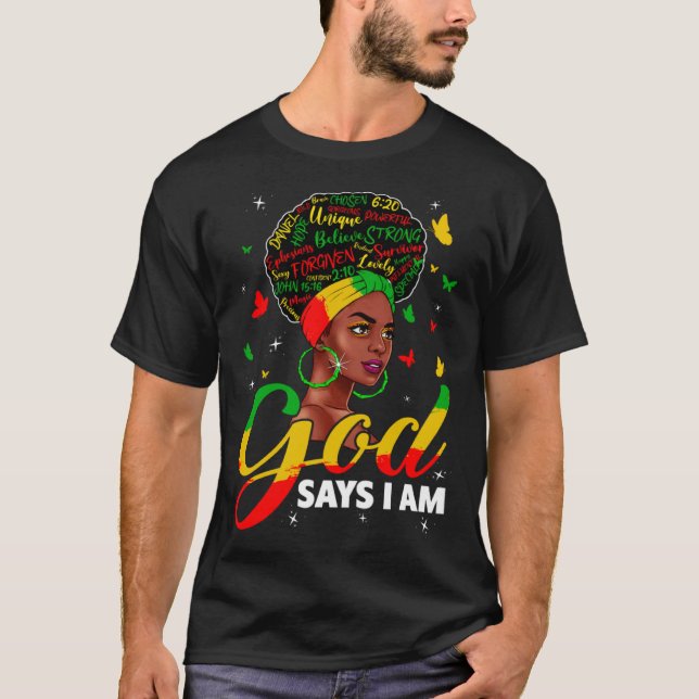 Camiseta God Says I Am Black Melanin History Month Pride Bl (Anverso)