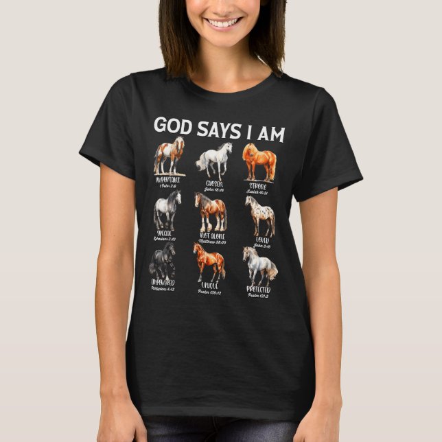 Camiseta God Says I Am Horse Christian Girl Teen Boy Bible  (Anverso)