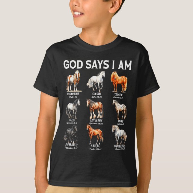 Camiseta God Says I Am Horse Christian Girl Teen Boy Bible  (Anverso)