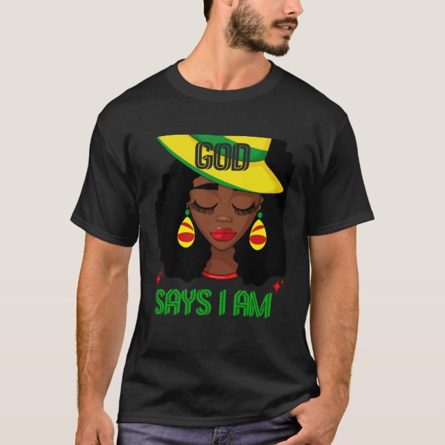 Camiseta God Says I Am Melanin Woman Black Girl African Que (Anverso)