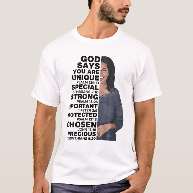 Camiseta God Says Michelle Obama Women History Month Love M (Anverso)