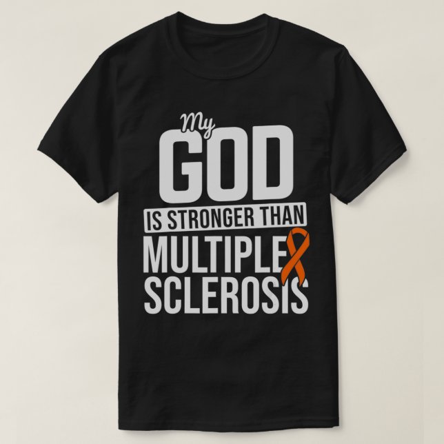 Camiseta God Stronger Multiple Sclerosis MS Awareness Orang (Diseño del anverso)