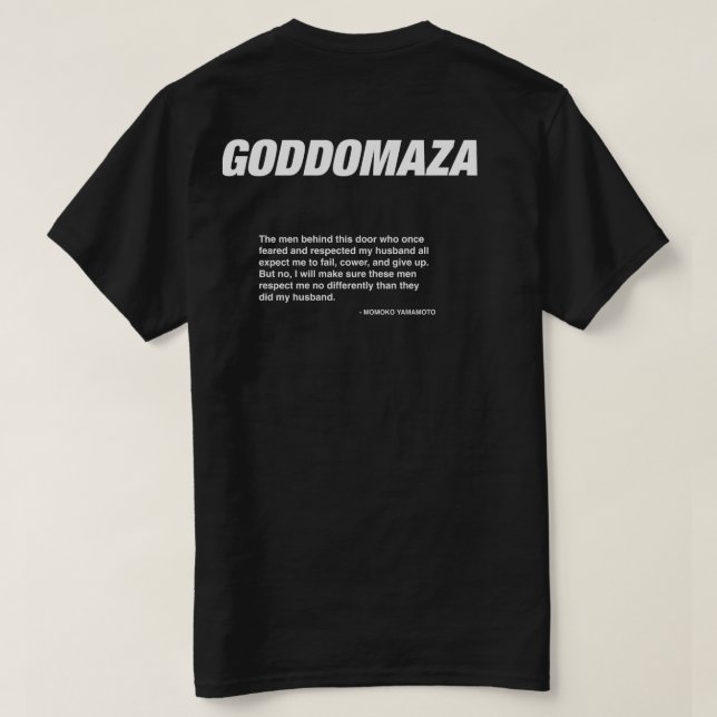 CAMISETA GODDOMAZA MOMOKO NEGRO CITA NEGRO (Reverso del diseño)