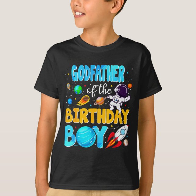 Camiseta Godfather Of The Birthday Boy Space Astronaut 1st  (Anverso)