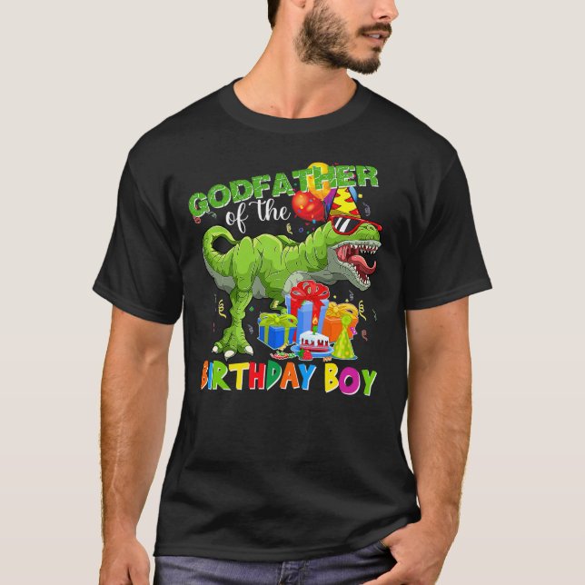 Camiseta Godfather Of The Birthday Boy T-rex Rawr Dinosaur  (Anverso)
