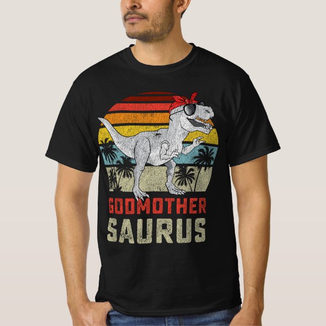 Camiseta Godmaternal sauro T Rex Dinosaurio Madrina Saurus  (Anverso)