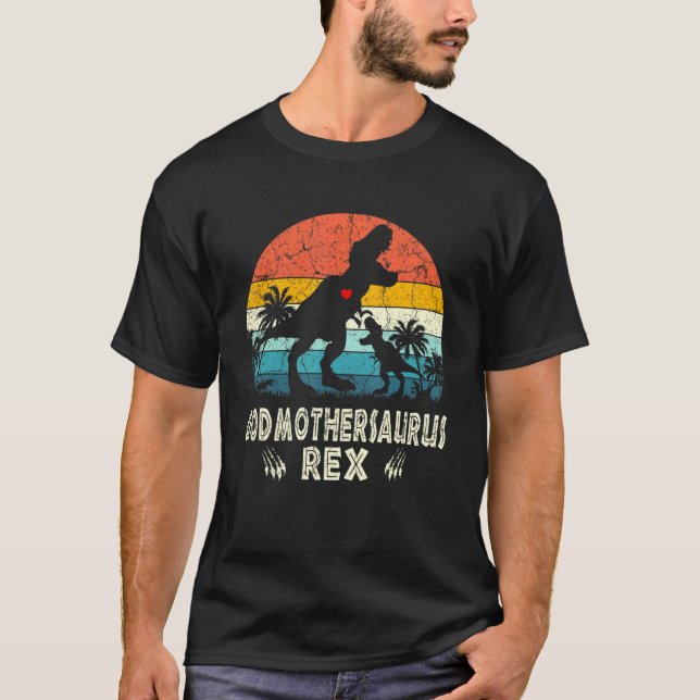 Camiseta Godmaternal sauro T Rex Dinosaurio Madrina Saurus  (Anverso)