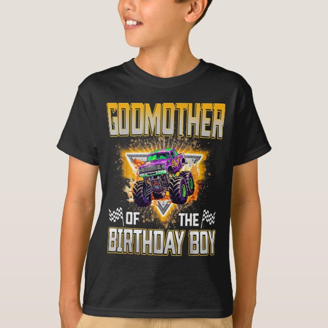 Camiseta Godmother Of The Birthday Boy Monster Truck Birthd (Anverso)
