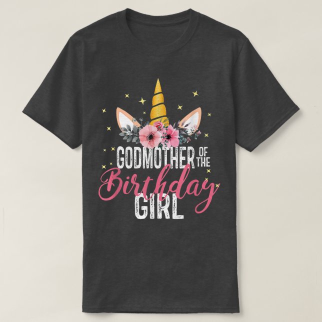 Camiseta Godmother Of The Birthday Girl Mother Gift Unicorn (Diseño del anverso)