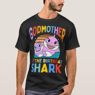 Camiseta Godmother of the Birthday Shark Godparent Matching
